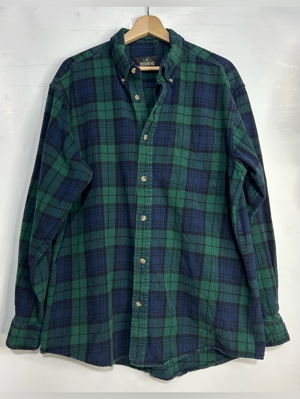 RedHead Green & Blue Button Front Flannel Shirt‎ Large